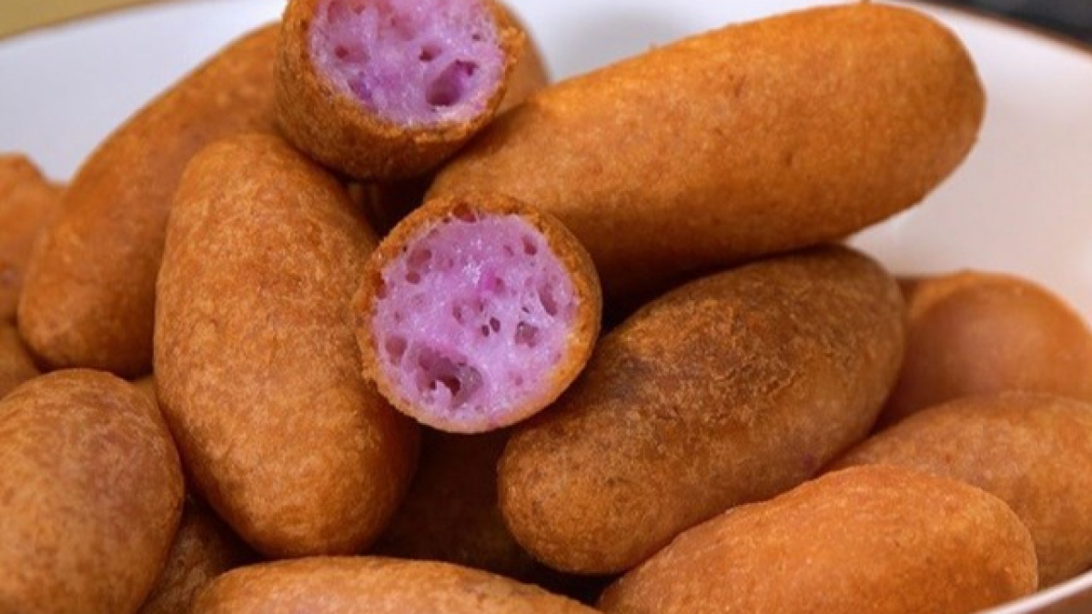 Thành phẩm món bánh khoai mỡ chiên
